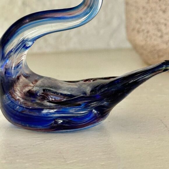 Blue swan glass Murano style figurine - Picture 6 of 10